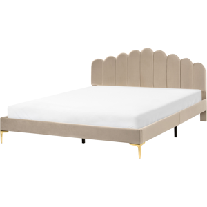Beliani Bed Velvet SAUVIAN 180 x 200 cm (EU Super King) Taupe Beliani Bed Velvet SAUVIAN 180 x 200 cm (EU Super King) Taupe