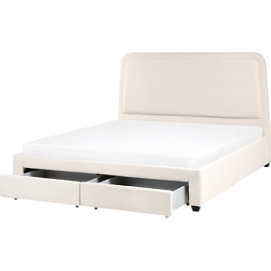 Beliani Bed with Storage Drawers Boucle SARDENT 180 x 200 cm (EU Super King) Off-White Beliani Bed with Storage Drawers Boucle SARDENT 180 x 200 cm (EU Super King) Off-White
