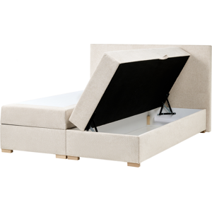 Beliani Divan Bed with Storage Fabric MAJOR 160 x 200 cm (EU King Size) Light Beige Beliani Divan Bed with Storage Fabric MAJOR 160 x 200 cm (EU King Size) Light Beige