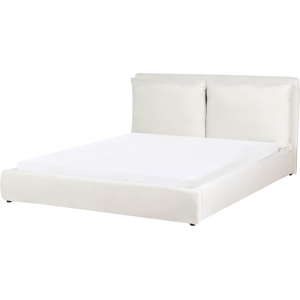 Beliani Bed Velvet BAJONNA 160 x 200 cm (EU King Size) Off-White Beliani Bed Velvet BAJONNA 160 x 200 cm (EU King Size) Off-White