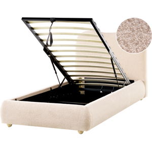 Beliani Ottoman Bed Boucle BLAGNAC 90 x 200 cm (EU Single) Light Beige Beliani Ottoman Bed Boucle BLAGNAC 90 x 200 cm (EU Single) Light Beige