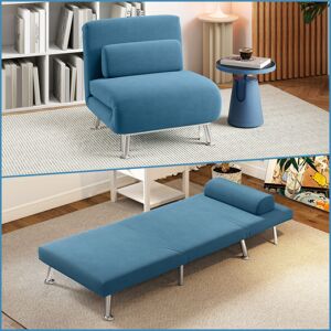 HOMCOM Folding 5 Position Convertible Sleeper Bedroom Chair Bed Blue HOMCOM Folding 5 Position Convertible Sleeper Bedroom Chair Bed Blue