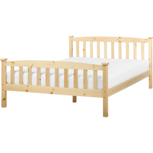 Beliani Pine Wood Bed - Scandinavian Style - 140x200cm Beliani Pine Wood Bed - Scandinavian Style - 140x200cm