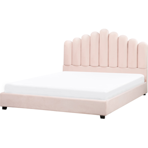 Beliani Bed Velvet VINCENNES 160 x 200 cm (EU King Size) Pastel Pink Beliani Bed Velvet VINCENNES 160 x 200 cm (EU King Size) Pastel Pink