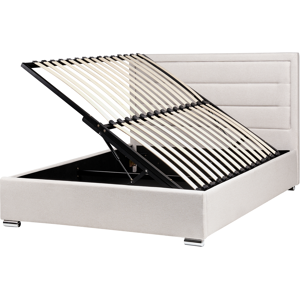 Beliani Ottoman Bed Fabric ROUEN 140 x 200 cm (EU Double) Light Beige Beliani Ottoman Bed Fabric ROUEN 140 x 200 cm (EU Double) Light Beige