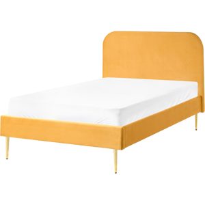 Beliani Bed Velvet FLAYAT 120 x 200 cm (EU Small Double) Yellow Beliani Bed Velvet FLAYAT 120 x 200 cm (EU Small Double) Yellow