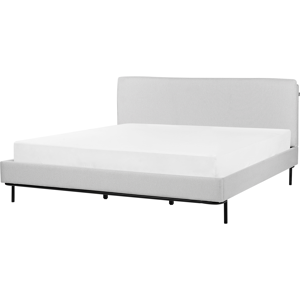Beliani Slatted Bed Frame Grey Polyester Fabric Upholstered - 6ft Super King - Modern Design Beliani Slatted Bed Frame Grey Polyester Fabric Upholstered - 6ft Super King - Modern Design