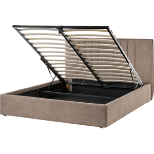 Beliani Ottoman Bed Fabric TARASCON 140 x 200 cm (EU Double) Taupe Beliani Ottoman Bed Fabric TARASCON 140 x 200 cm (EU Double) Taupe