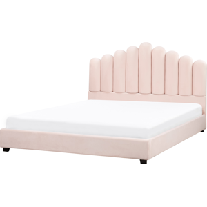 Beliani Bed Velvet VINCENNES 180 x 200 cm (EU Super King) Pastel Pink Beliani Bed Velvet VINCENNES 180 x 200 cm (EU Super King) Pastel Pink