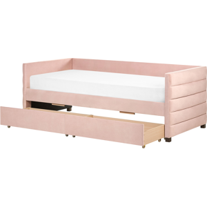 Beliani MARRAY Pastel Pink Velvet Daybed - Daybed Beliani MARRAY Pastel Pink Velvet Daybed - Daybed