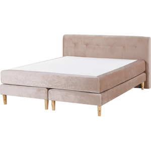 Beliani Divan Bed Beige Velvet Upholstery EU King Size - Divan Bed Beliani Divan Bed Beige Velvet Upholstery EU King Size - Divan Bed