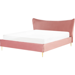 Beliani Pink Velvet Super King Bed - Bed Beliani Pink Velvet Super King Bed - Bed