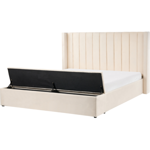 Beliani Bed with Storage Bench Velvet NOYERS 180 x 200 cm (EU Super King) Off-White Beliani Bed with Storage Bench Velvet NOYERS 180 x 200 cm (EU Super King) Off-White