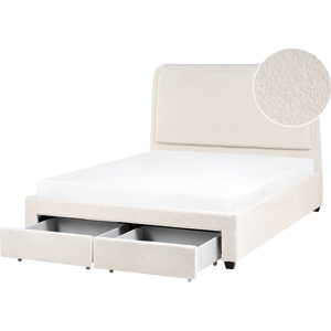 Beliani Bed with Storage Drawers Boucle SARDENT 140 x 200 cm (EU Double) Off-White Beliani Bed with Storage Drawers Boucle SARDENT 140 x 200 cm (EU Double) Off-White