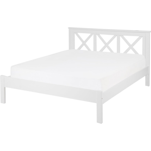 Beliani Bed Frame White Pine Wood - Double Size Scandinavian Style Beliani Bed Frame White Pine Wood - Double Size Scandinavian Style