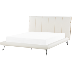Beliani King Size Bed White Faux Leather Metal Legs - Bed Beliani King Size Bed White Faux Leather Metal Legs - Bed