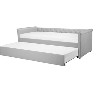 Beliani Trundle Bed Light Grey - EU Small Single - Fabric Upholstery Beliani Trundle Bed Light Grey - EU Small Single - Fabric Upholstery