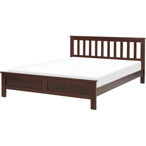Beliani Bed Pine Wood MAYENNE 140 x 200 cm (EU Double) Dark Brown Beliani Bed Pine Wood MAYENNE 140 x 200 cm (EU Double) Dark Brown