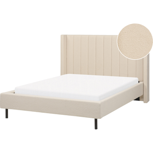 Beliani Double Bed Frame Beige Boucle - VILLETTE EU Double Bed Beliani Double Bed Frame Beige Boucle - VILLETTE EU Double Bed