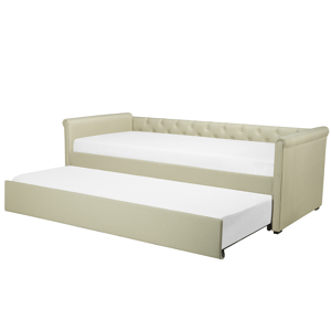 Beliani Trundle Bed Small Single Beige Fabric - Trundle Bed Beliani Trundle Bed Small Single Beige Fabric - Trundle Bed