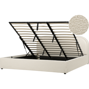 Beliani Bed with Storage Bouclé Light Beige 180x200 - Bed Beliani Bed with Storage Bouclé Light Beige 180x200 - Bed