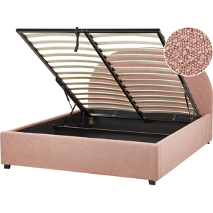 Beliani Storage Bed Pastel Pink Boucle Double Size - Storage Bed Beliani Storage Bed Pastel Pink Boucle Double Size - Storage Bed