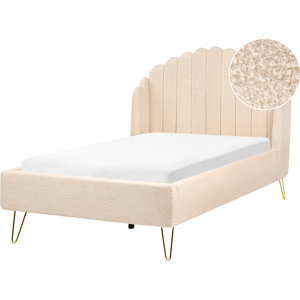 Beliani Bed Boucle AMBILLOU 120 x 200 cm (EU Small Double) Beige Beliani Bed Boucle AMBILLOU 120 x 200 cm (EU Small Double) Beige