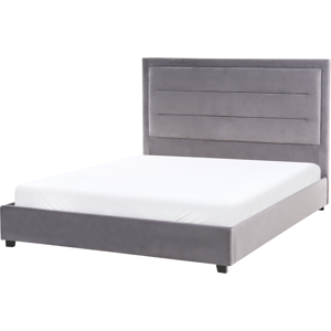 Beliani Bed Velvet ROUEN 140 x 200 cm (EU Double) Dark Grey Beliani Bed Velvet ROUEN 140 x 200 cm (EU Double) Dark Grey