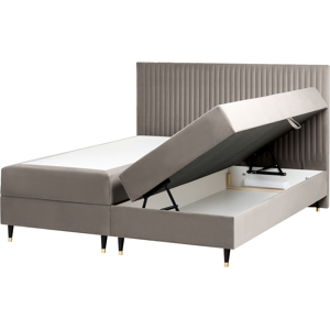 Beliani Divan Bed with Storage Velvet DAME 180 x 200 cm (EU Super King) Taupe Beliani Divan Bed with Storage Velvet DAME 180 x 200 cm (EU Super King) Taupe