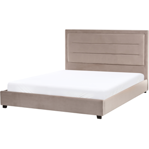 Beliani Bed Velvet ROUEN 160 x 200 cm (EU King Size) Taupe Beliani Bed Velvet ROUEN 160 x 200 cm (EU King Size) Taupe
