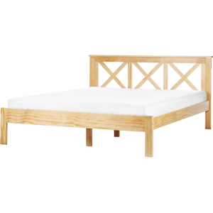 Beliani Pine Wood Bed - Scandinavian Minimalist Style - 160x200cm - Bed Beliani Pine Wood Bed - Scandinavian Minimalist Style - 160x200cm - Bed