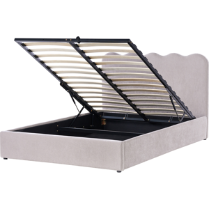 Beliani Ottoman Bed Fabric NANTERRE 140 x 200 cm (EU Double) Beige Beliani Ottoman Bed Fabric NANTERRE 140 x 200 cm (EU Double) Beige