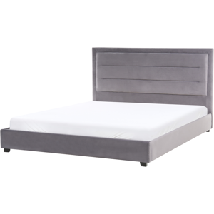 Beliani Bed Velvet ROUEN 180 x 200 cm (EU Super King) Dark Grey Beliani Bed Velvet ROUEN 180 x 200 cm (EU Super King) Dark Grey