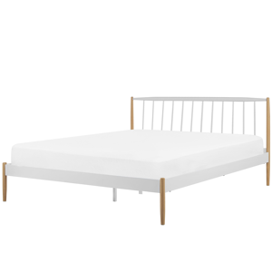 Beliani Super King Size White Metal Bed - Scandinavian & Retro Style Beliani Super King Size White Metal Bed - Scandinavian & Retro Style