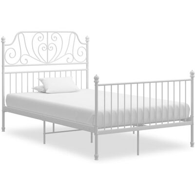 vidaXL Bed Frame White Metal 120x200 - Bed Frame vidaXL Bed Frame White Metal 120x200 - Bed Frame