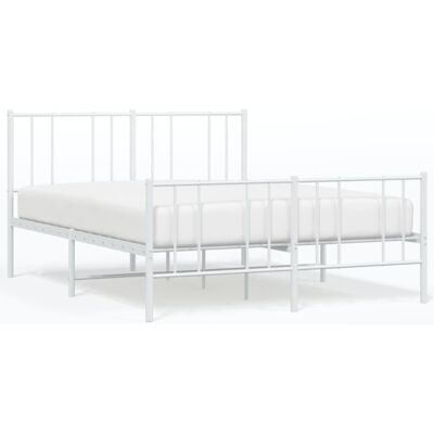 vidaXL Metal Bed Frame with Headboard - Bed Type: Frame, Color: White, Size: 140x200 cm vidaXL Metal Bed Frame with Headboard - Bed Type: Frame, Color: White, Size: 140x200 cm