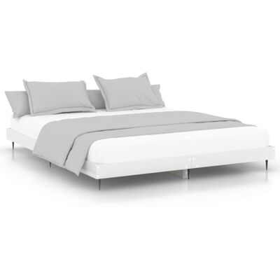 vidaXL White High Gloss 150x200 cm Bed Frame - Bedroom Platform Bed vidaXL White High Gloss 150x200 cm Bed Frame - Bedroom Platform Bed
