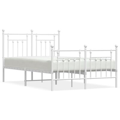 vidaXL Metal Bed Frame White 135x190 cm - Bed Type vidaXL Metal Bed Frame White 135x190 cm - Bed Type