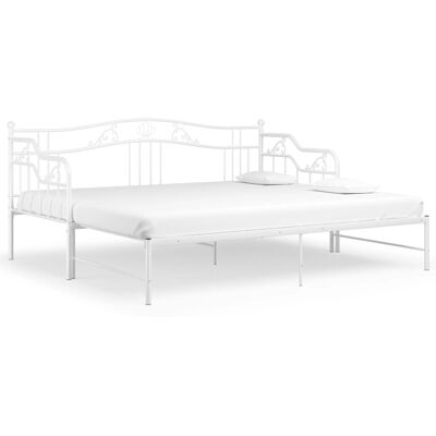 vidaXL White Metal Pull-out Sofa Bed Frame - 90x200 cm - Sofa Bed Frame vidaXL White Metal Pull-out Sofa Bed Frame - 90x200 cm - Sofa Bed Frame