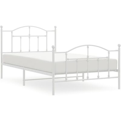 vidaXL White Metal Bed Frame 107x203 - Bed Frame vidaXL White Metal Bed Frame 107x203 - Bed Frame