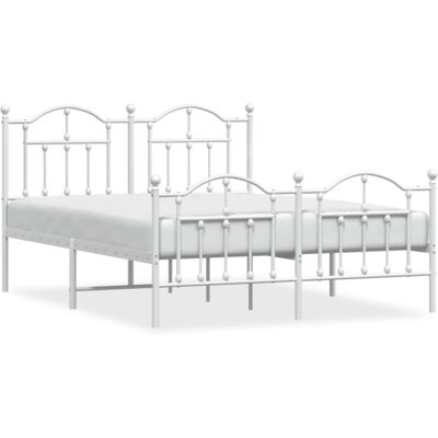 vidaXL Metal Bed Frame with Footboard - Bed Type: Platform - Color: White - 150x200 cm vidaXL Metal Bed Frame with Footboard - Bed Type: Platform - Color: White - 150x200 cm
