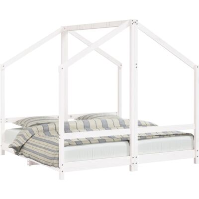 vidaXL Kids Bed Frame White 2x(80x160) cm Solid Wood Pine - Kids Bed Type vidaXL Kids Bed Frame White 2x(80x160) cm Solid Wood Pine - Kids Bed Type