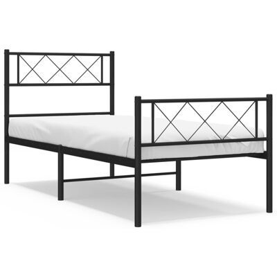 vidaXL Metal Bed Frame Black 107x203cm - Bedroom vidaXL Metal Bed Frame Black 107x203cm - Bedroom