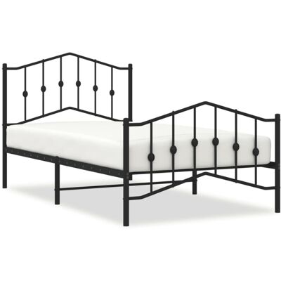 vidaXL Metal Bed Frame Black 100x190 cm with Headboard - Bed Frame vidaXL Metal Bed Frame Black 100x190 cm with Headboard - Bed Frame