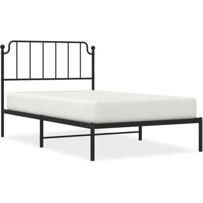 vidaXL Metal Bed Frame - 107x203 cm, Black, with Headboard vidaXL Metal Bed Frame - 107x203 cm, Black, with Headboard
