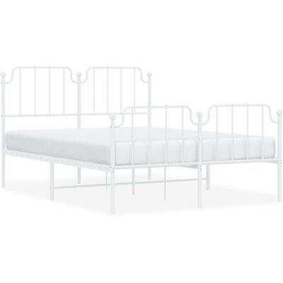 vidaXL Metal Bed Frame White 150x200 cm King Size - Bed Frame vidaXL Metal Bed Frame White 150x200 cm King Size - Bed Frame