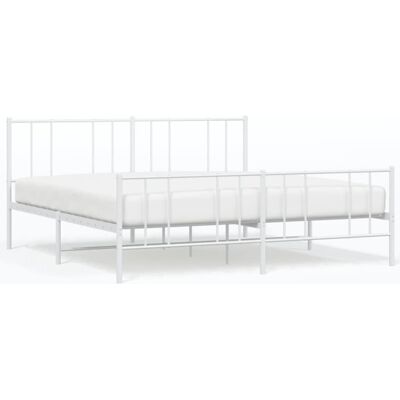 vidaXL Metal Bed Frame with Footboard - Bed Type: Metal, Color: White, Size: 180x200 cm, Support: 180x200 cm mattress vidaXL Metal Bed Frame with Footboard - Bed Type: Metal, Color: White, Size: 180x200 cm, Support: 180x200 cm mattress