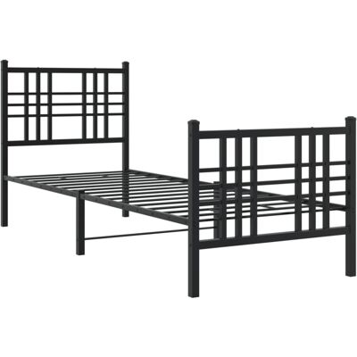 (black, 75x190 cm/with headboard & footboard) vidaXL Metal Bed Frame with Headbo (black, 75x190 cm/with headboard & footboard) vidaXL Metal Bed Frame with Headbo