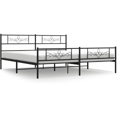 vidaXL Bed Frame with Headboard - Bed, Metal, Black, 193x203cm vidaXL Bed Frame with Headboard - Bed, Metal, Black, 193x203cm