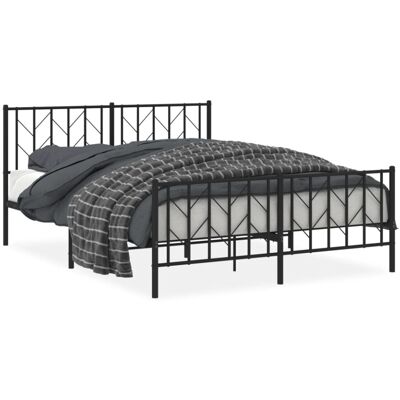 vidaXL Metal Bed Frame Black 150x200cm - Bed Frame vidaXL Metal Bed Frame Black 150x200cm - Bed Frame